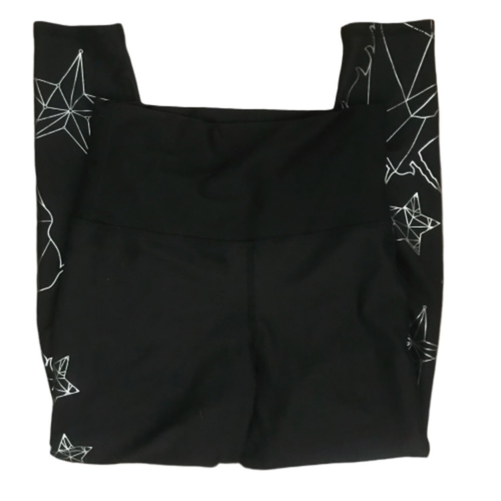 Black yoga active pants with stars and unicorns M